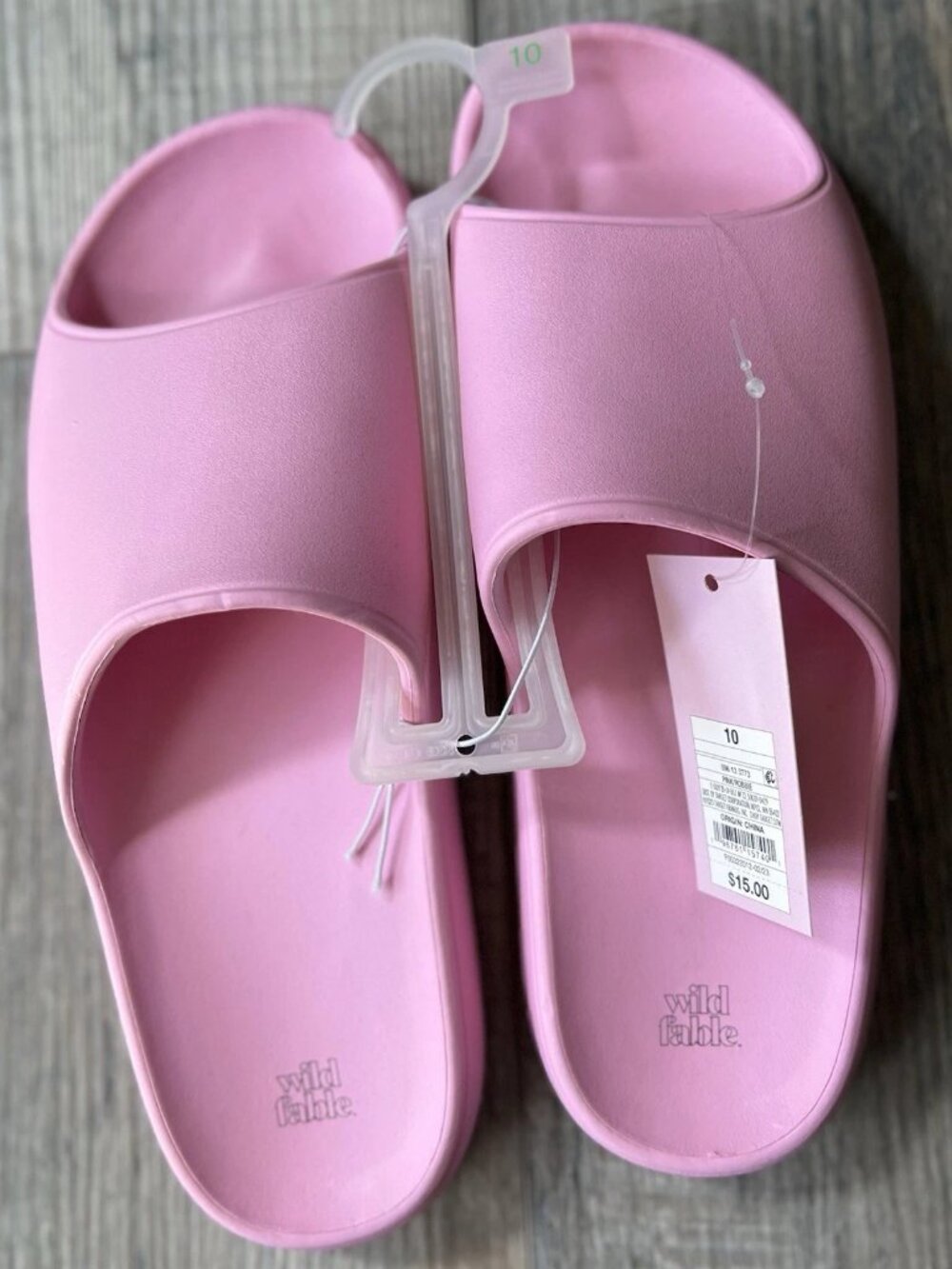 Wild Fable Pink Lightweight Summer Slides Sandals Casual Beach Size-10-NWT